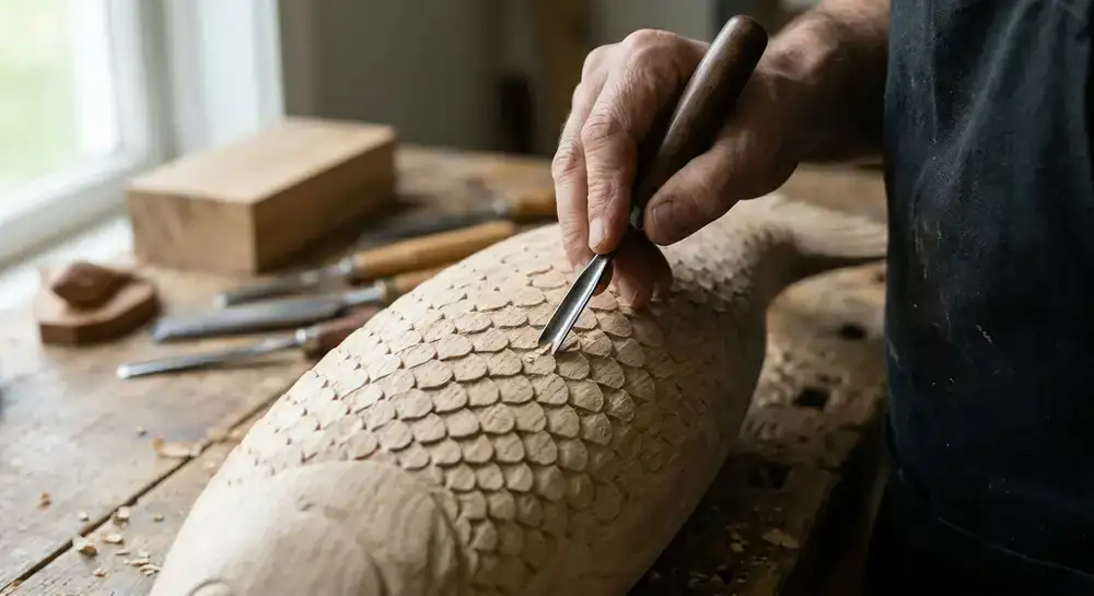 Detail of carving fish scales