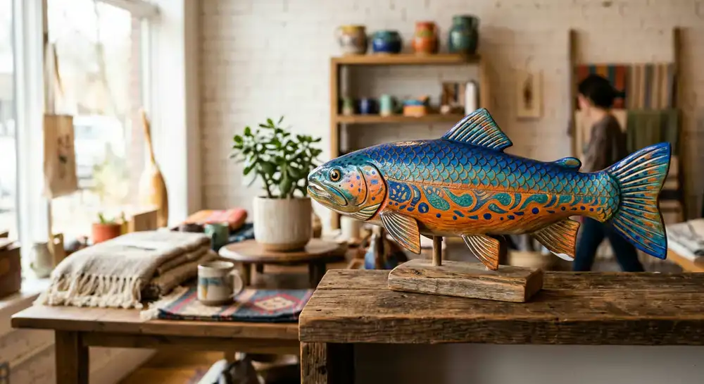 Finished painted fish sculpture