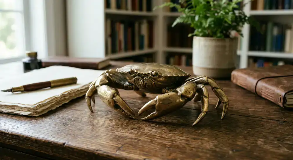 Solid brass crab paperweight